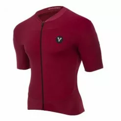 LeBram Allos Maillot De Manga Corta Burdeos Ajuste Ajustado