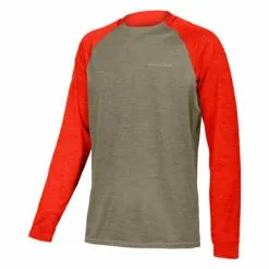 Maillot De Manga Larga Endura SingleTrack Marrón Champiñón/Rojo